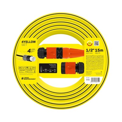 Set furtun pentru gradina Cellfast 4YELLOW, 1 2 , 15m, protectie UV, antirasucire, duza stropire, conectori foto