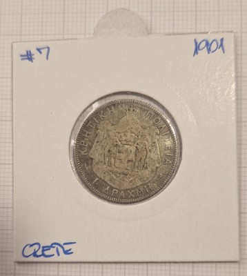 Crete, Creta, 1 Drahma 1901, KM#7, argint foto