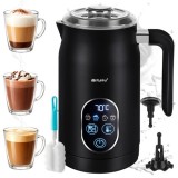 Spumant de lapte electric Ruhhy, funcție spumă caldă/rece, pentru Latte, Cappuccino și Frapp&eacute;, 2 teluri de spumare incluse
