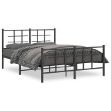 Gossi cadru pat metalic cu tablie de cap/picioare, negru, 135x190 cm