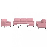 VidaXL Set de canapele cu perne, 4 piese, roz, catifea