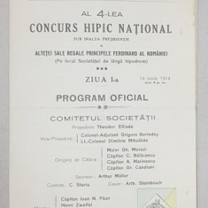 AL 4-LEA CONCURS HIPIC NATIONAL, PROGRAM OFICIAL - 1914