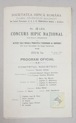 AL 4-LEA CONCURS HIPIC NATIONAL, PROGRAM OFICIAL - 1914 foto
