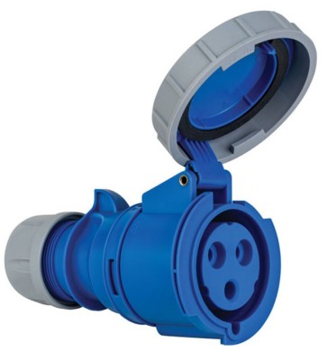 Priza industriala monofazica mobila pe cablu 3 poli 2P+E 32A 6h 230 V (50+60 Hz) albastra IP67 foto