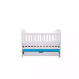 Cumpara ieftin Patut Eurogloria Como cu sertar - Alb cu Albastru + Saltea cocos confort 120 x 60 x 12 cm