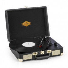 Auna Peggy Sue, gramofon, difuzor stereo, portabil, port USB, negru/auriu foto