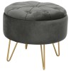 Taburet, rotund, cu spatiu depozitare, catifea, gri grafit, max 80 kg, 38x33 cm, Caro, Akord, Akord Furniture Factory