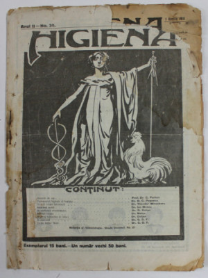 HIGIENA , REVISTA PENTRU PREINTAMPINAREA BOLILOR SI PASTRAREA SANATATII , ANUL II , NR. 30 , 1 APRILIE 1913 foto