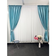 Draperie blackout pe textura de in, turcoaz deschis