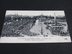 Defilare Place de la Concorde, 14 Iulie 1919 .Sărbătoarea Victoriei Paris Primul Război Mondial,Carte Poștală Istorică foto