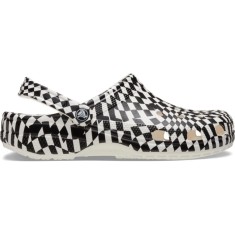 Saboti Crocs Classic Warped Checker Clog Alb - White/Black