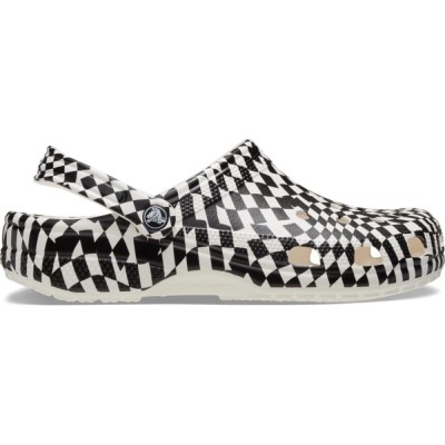Saboti Crocs Classic Warped Checker Clog Alb - White/Black foto