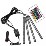 Set 4 benzi lumini ambientale auto, FOXMAG24, cu telecomanda, intensitate reglabila, 12 LED