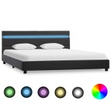 Cumpara ieftin Cadru de pat cu LED, gri, 160 x 200 cm, piele artificială