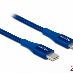 Cablu de date si incarcare USB Type-C la Lightning MFI Blue 2m, Delock 85417