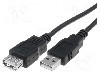 Cablu USB A mufa, USB A soclu, USB 2.0, lungime 3m, negru, ASSMANN - AK-300202-030-S