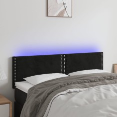 vidaXL Tăblie de pat cu LED, negru, 144x5x78/88 cm, catifea 3121522
