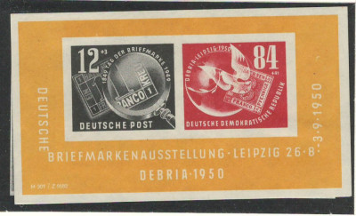 Germania, DDR 1949 Mi 271/72 bl 7 MNH - Expozitia de timbre DEBRIA, Leipzig foto
