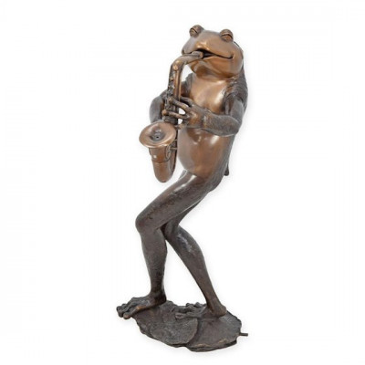 Broasca cu saxofon-statueta din bronz TBB-32 foto
