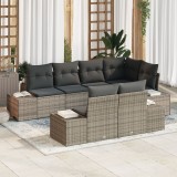Gossi set de canapea de gradina cu 7 piese si perne gri din poliratan