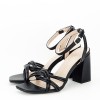 Sandale Dama Elegante Negre Toc 8.5cm Piele Eco Barete Incrucisate Catarama