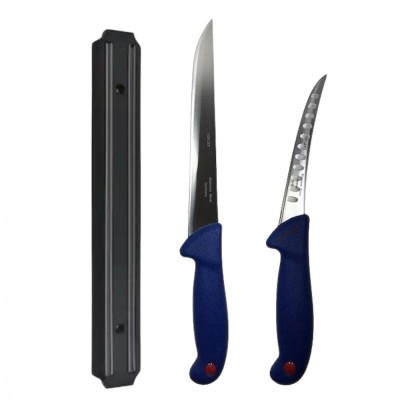 Set profesional de macelarie, dezosat, transat, filetat, 2 cutite, otel carbon, suport magnetic foto
