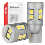 Bec LED CANBUS T10 W5W 12 SMD 3030 alb 12V/24V pentru auto AMiO