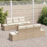 VidaXL Set de canapele pentru grădină 7 pcs Bej și alb