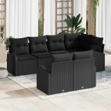 vidaXL Set de canapele pentru grădină cu pernă 7 pcs Negru Rattan poli