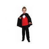 Costum carnaval Gotic Vampir pentru copii cu pelerina si bluza, 5 - 6 ani (110/120 cm)