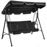 Cumpara ieftin Balansoar de Gradina, Mercaton, 3 Locuri, Structura Metalica, Rezistent UV, Impermeabil, Maxim 260 Kg, 173 x 110 x 154 cm, Negru