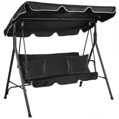 Balansoar de Gradina, Mercaton, 3 Locuri, Structura Metalica, Rezistent UV, Impermeabil, Maxim 260 Kg, 173 x 110 x 154 cm, Negru foto
