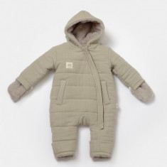 Salopeta de iarna pentru bebelusi, Winter muselin, 100% bumbac - Verde, BabyCosy (Marime: 3-6 Luni)