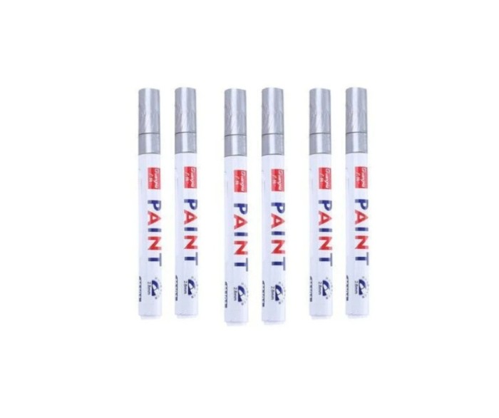 Set 6 permanent marker cu vopsea argintiu, varf 2.8 mm
