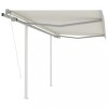 VidaXL Copertină retractabilă automat cu st&acirc;lpi, crem, 3,5x2,5 m