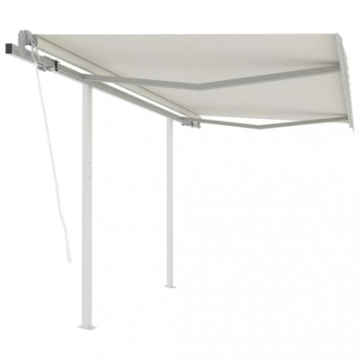 vidaXL Copertină retractabilă automat cu st&amp;acirc;lpi, crem, 3,5x2,5 m foto
