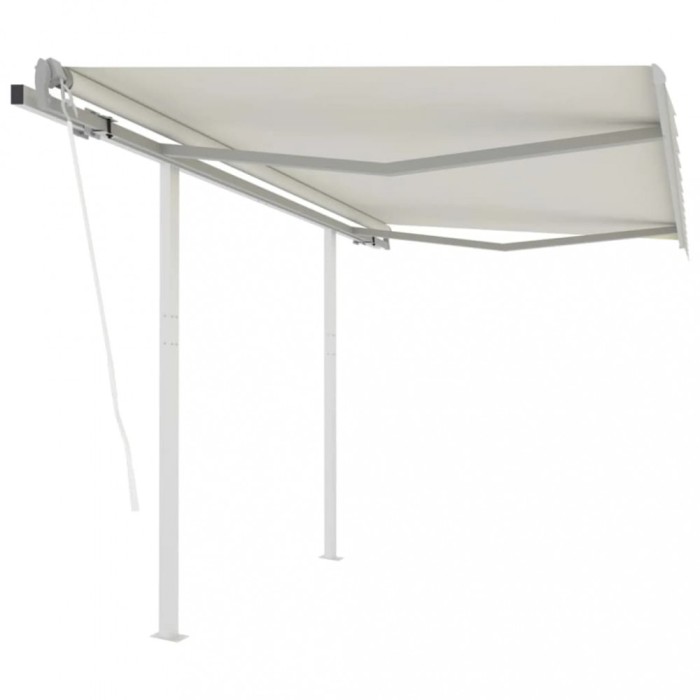 vidaXL Copertină retractabilă automat cu st&acirc;lpi, crem, 3,5x2,5 m