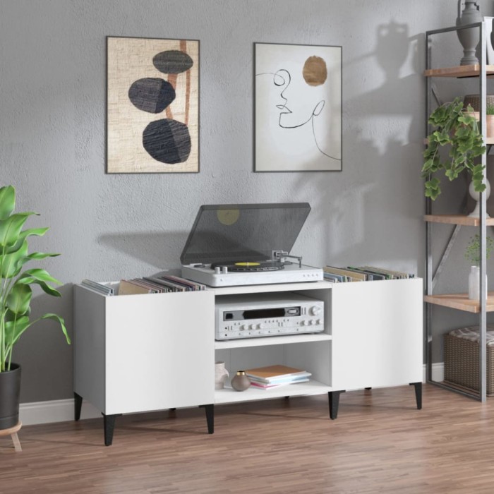 Gossi comoda discuri, alb, 121x38x48 cm, lemn prelucrat
