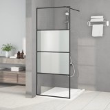 VidaXL Perete cabină duș walk-in negru 80x195 cm sticlă ESG semi-mată