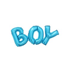 Set Baloane din Folie Metalizată, Model Scris Boy, 38x95 cm, Tematica Baby Shower, Baloane Party, Ambalaj Individual, Pai Inclus