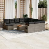 vidaXL Set mobilier de grădină cu perne, 13 piese, gri, poliratan