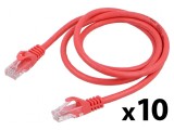 Cabluri patch U/UTP 6 litat CCA PVC roșu 1m 26AWG, set 10 bucăți, Lanberg