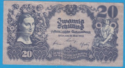 (5) BANCNOTA AUSTRIA - 20 SCHILLING 1945 (29 MAI 1945) foto