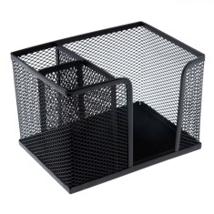 Suport Notițe Metal, Negru, 14.5x10x10cm, 2 Compartimente