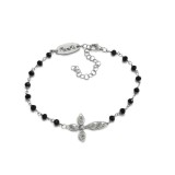 Cumpara ieftin Brățară Eden, rozariu cu spinel negru, placată cu rodiu
