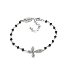 Brățară Eden, rozariu cu spinel negru, placată cu rodiu