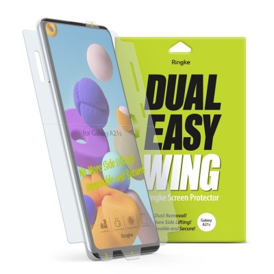 Folie Protectie Ecran Ringke Dual Easy pentru Samsung Galaxy A21s, Plastic, Full Face, Set 2 Bucati DWSG0012 foto