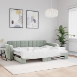 Cumpara ieftin Pat de zi cu extensie, gri deschis, 80x200 cm, catifea