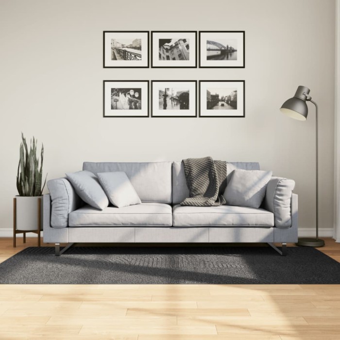 Covor &quot;IZA&quot; aspect scandinav cu fire scurte, antracit,100x200cm
