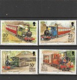 Isle of Man 1988 , Transporturi , trenuri , serie 4 valori dantelate , MNH , Mi.381I - 384I